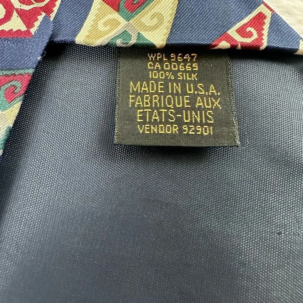 Vintage AKA‎ Eddie Bauer Men's 100% Silk Necktie Retro 80's Geometric Print